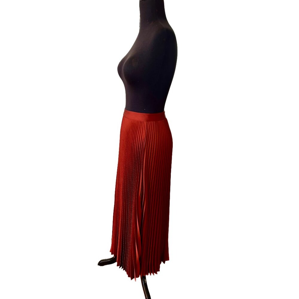 NWT A.L.C. Vintage Satin Bobby Skirt - Luxury Pleated Maxi-Copper- Size 10 - Picture 3 of 11